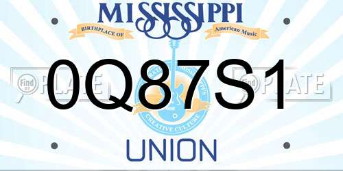 0Q87S1 Mississippi License Plate