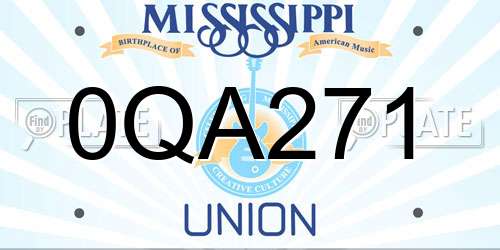 0QA271 Mississippi License Plate