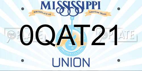 0QAT21 Mississippi License Plate