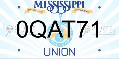 0QAT71 Mississippi License Plate