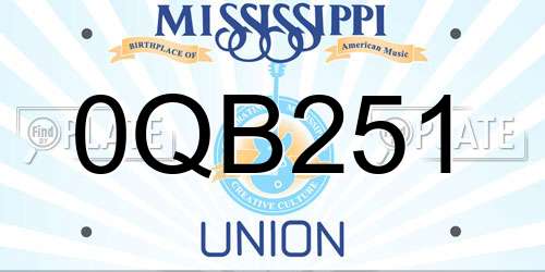 0QB251 Mississippi License Plate