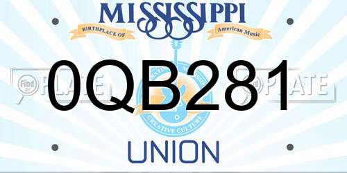 0QB281 Mississippi License Plate