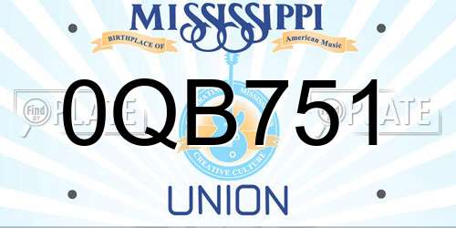 0QB751 Mississippi License Plate