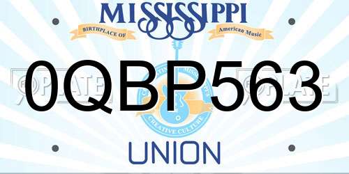 0QBP563 Mississippi License Plate