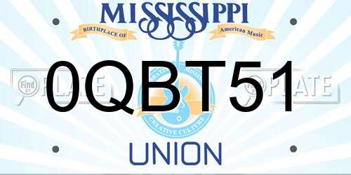 0QBT51 Mississippi License Plate