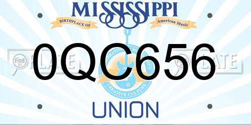 0QC656 Mississippi License Plate