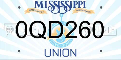 0QD260 Mississippi License Plate