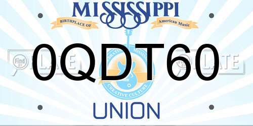 0QDT60 Mississippi License Plate