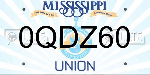 0QDZ60 Mississippi License Plate