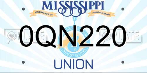 0QN220 Mississippi License Plate