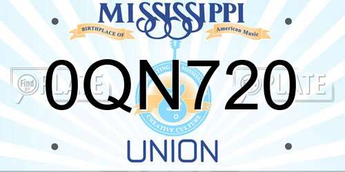 0QN720 Mississippi License Plate