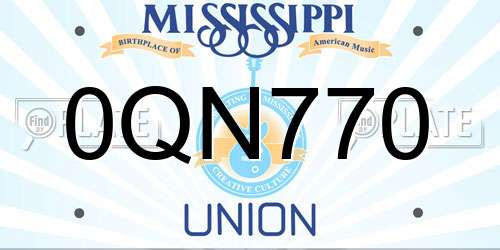 0QN770 Mississippi License Plate