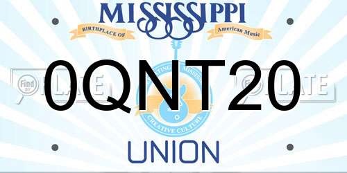 0QNT20 Mississippi License Plate