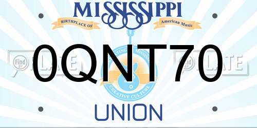 0QNT70 Mississippi License Plate