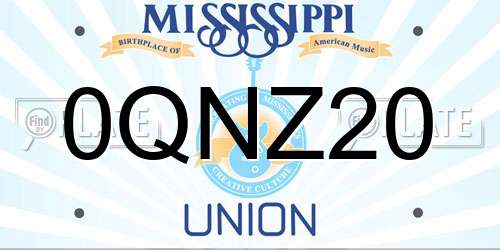 0QNZ20 Mississippi License Plate