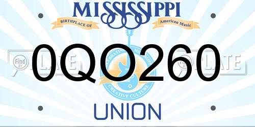 0QO260 Mississippi License Plate