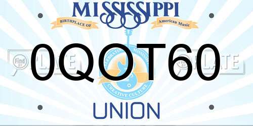 0QOT60 Mississippi License Plate