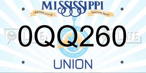 0QQ260 Mississippi License Plate