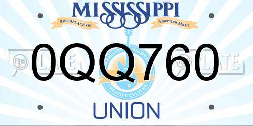 0QQ760 Mississippi License Plate