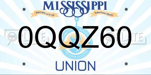 0QQZ60 Mississippi License Plate
