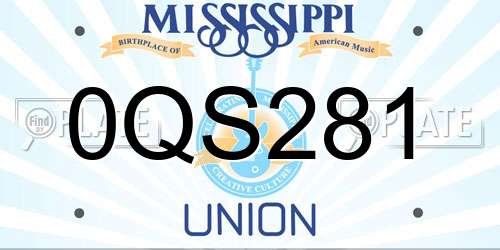 0QS281 Mississippi License Plate