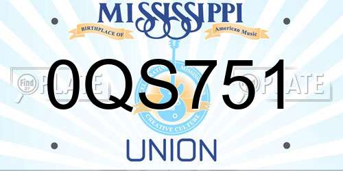 0QS751 Mississippi License Plate