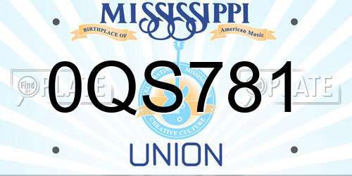 0QS781 Mississippi License Plate