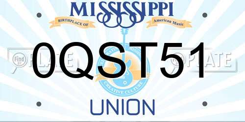 0QST51 Mississippi License Plate