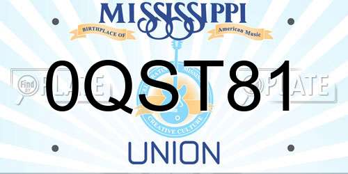 0QST81 Mississippi License Plate