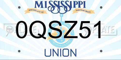 0QSZ51 Mississippi License Plate