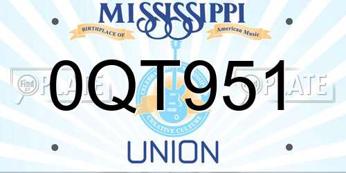 0QT951 Mississippi License Plate