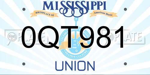 0QT981 Mississippi License Plate