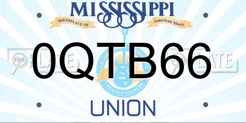 0QTB66 Mississippi License Plate
