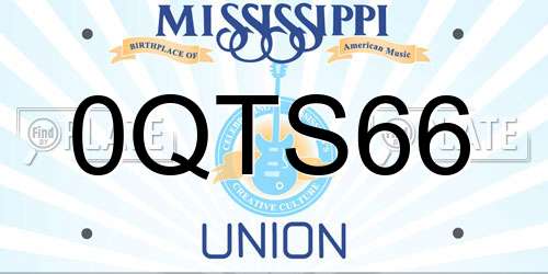 0QTS66 Mississippi License Plate