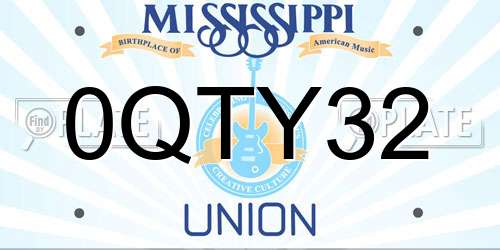 0QTY32 Mississippi License Plate