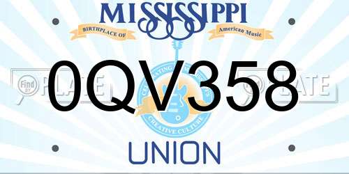 0QV358 Mississippi License Plate