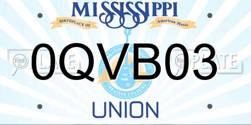 0QVB03 Mississippi License Plate