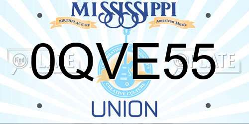 0QVE55 Mississippi License Plate