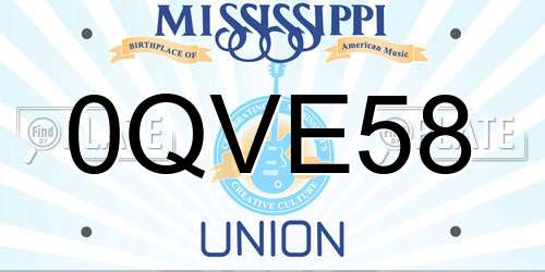 0QVE58 Mississippi License Plate