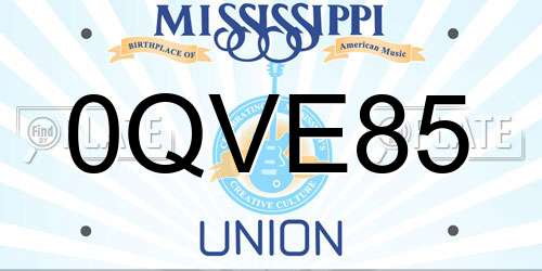 0QVE85 Mississippi License Plate