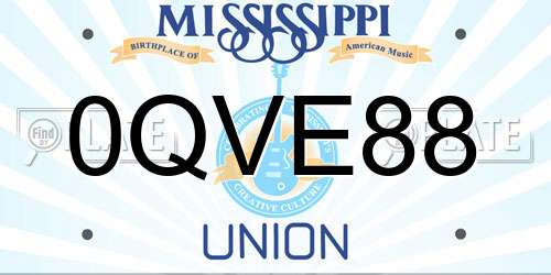 0QVE88 Mississippi License Plate