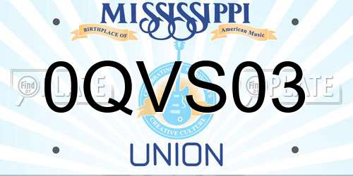 0QVS03 Mississippi License Plate