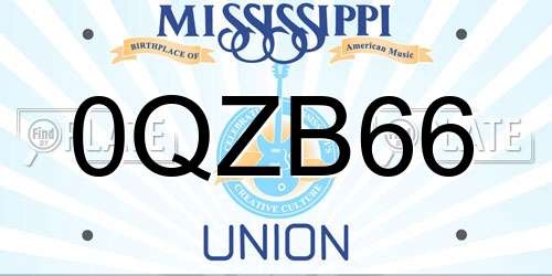 0QZB66 Mississippi License Plate