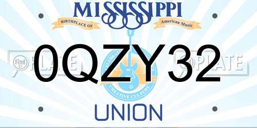 0QZY32 Mississippi License Plate