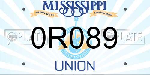 0R089 Mississippi License Plate