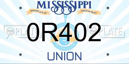 0R402 Mississippi License Plate