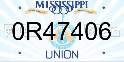 0R47406 Mississippi License Plate