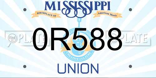 0R588 Mississippi License Plate