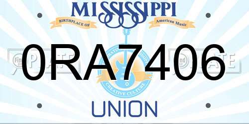 0RA7406 Mississippi License Plate