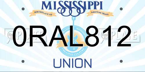 0RAL812 Mississippi License Plate